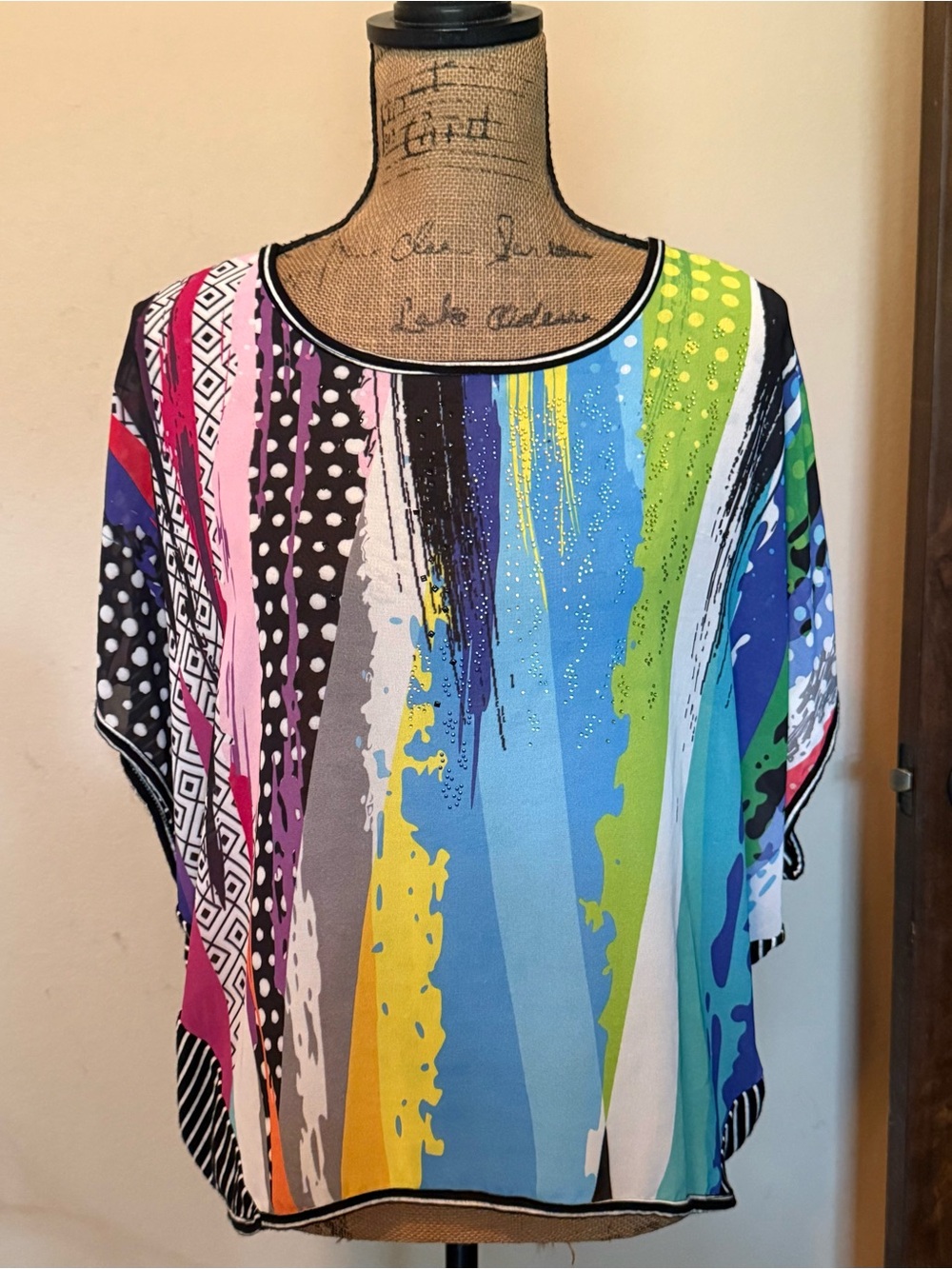 Women's Multicolor Patterned Scoop Neck Top